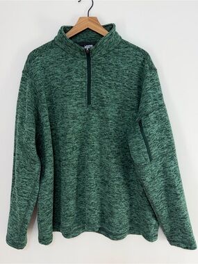 Lands' End Men’s 1/4 Zip Fleece Pullover Green Size XXL